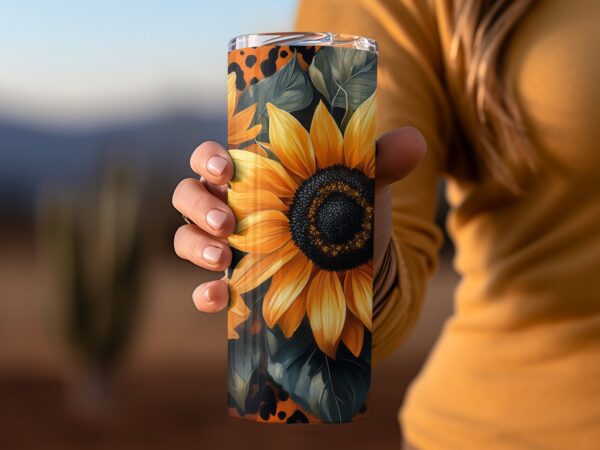 Sunflower and animal print 20oz Tumbler