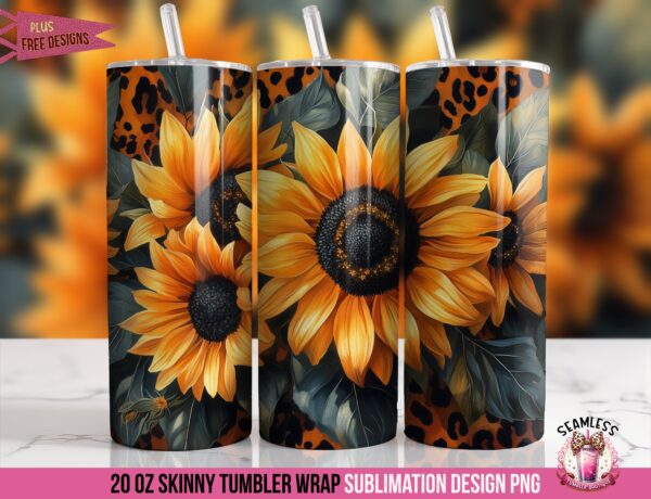 Sunflower Tumbler Wrap PNG - Digital Download