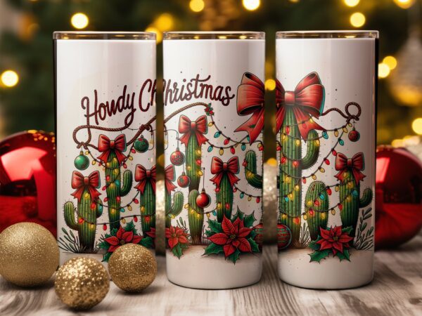 Howdy Christmas Western Tumbler Wrap: Sublimation Design - Image 4