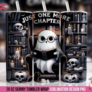 Book Reading Ghost Sublimation Tumbler Wrap