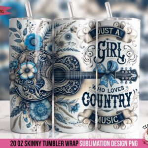 Country Music Tumbler Wrap Sublimation Design
