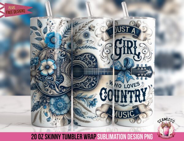 Country Music Tumbler Wrap Sublimation Design