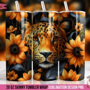 Leopard Sunflower Tumbler Wrap