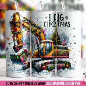 Christmas Construction Tumbler Wrap: Sublimation Design