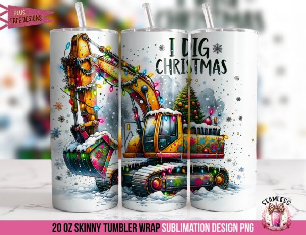 Christmas Construction Tumbler Wrap: Sublimation Design