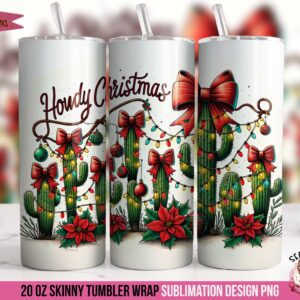 Howdy Christmas Western Tumbler Wrap: Sublimation Design