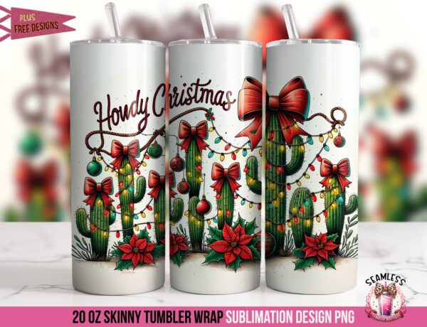 Howdy Christmas Western Tumbler Wrap: Sublimation Design