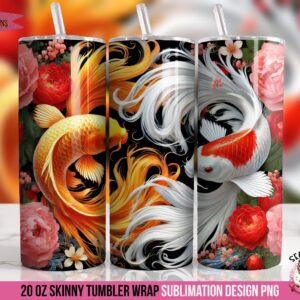 Japanese Koi Fish Tumbler Wrap: Sublimation Design