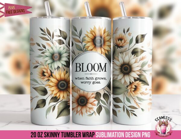 Christian Tumbler Wrap: Faith Sublimation Design