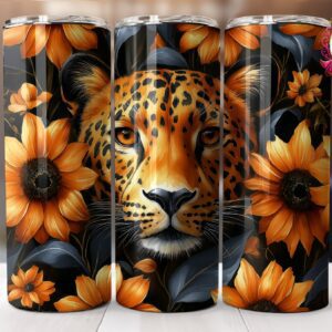 Leopard and Sunflower 20oz Tumbler